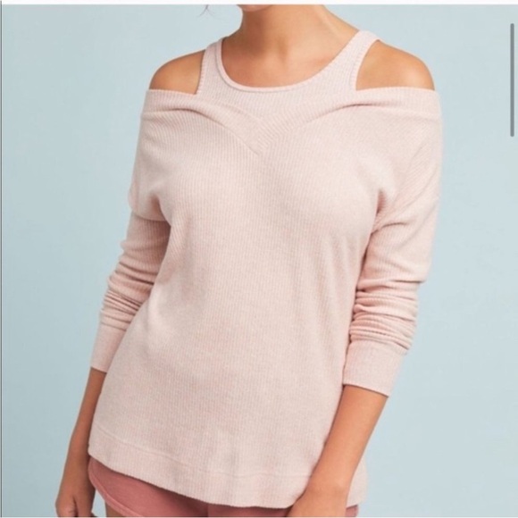Anthropologie Pink Relaxed Off-the-Shoulder Sweater with built in tank size S - Picture 1 of 9